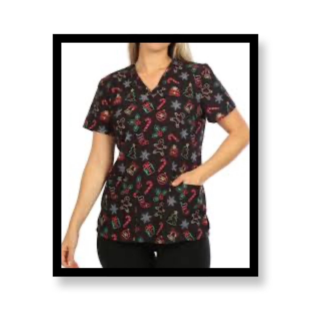 Women’s Holiday Festive Scrub Top